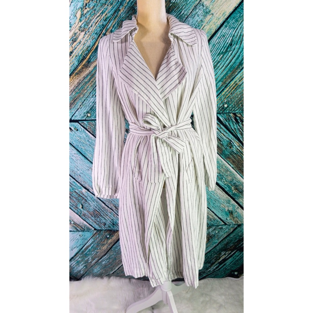NEW Rachel Zoe Striped Linen Duster Coat
